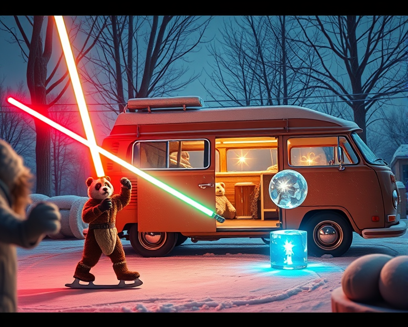 lightsaber, gingerbread, van, panda, ice skate, crystal ball